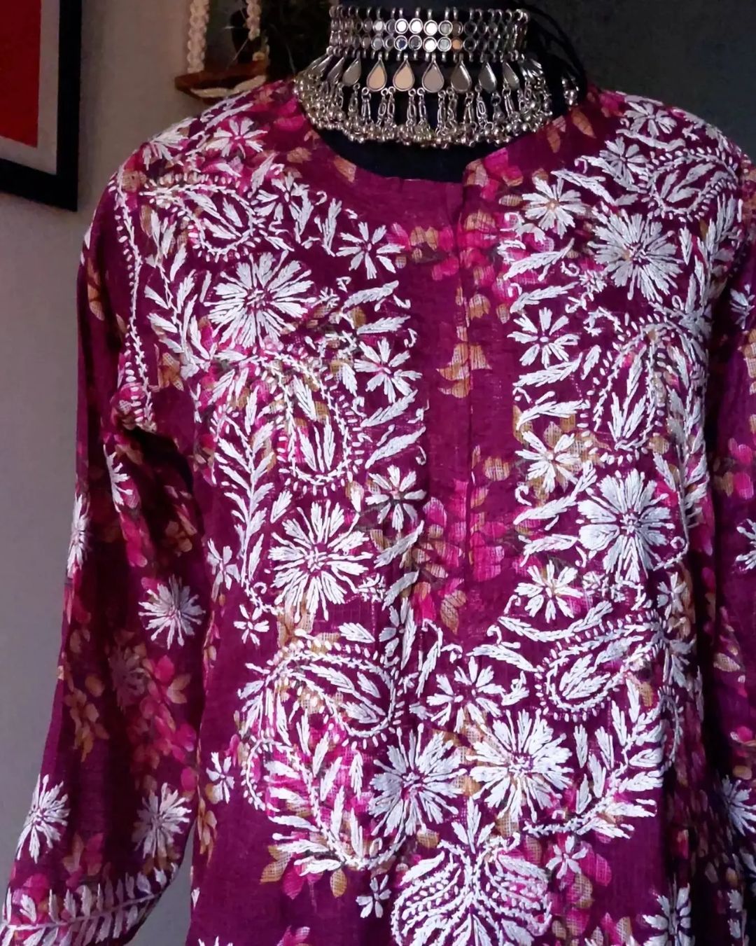 Chikankari long kurti (kota)