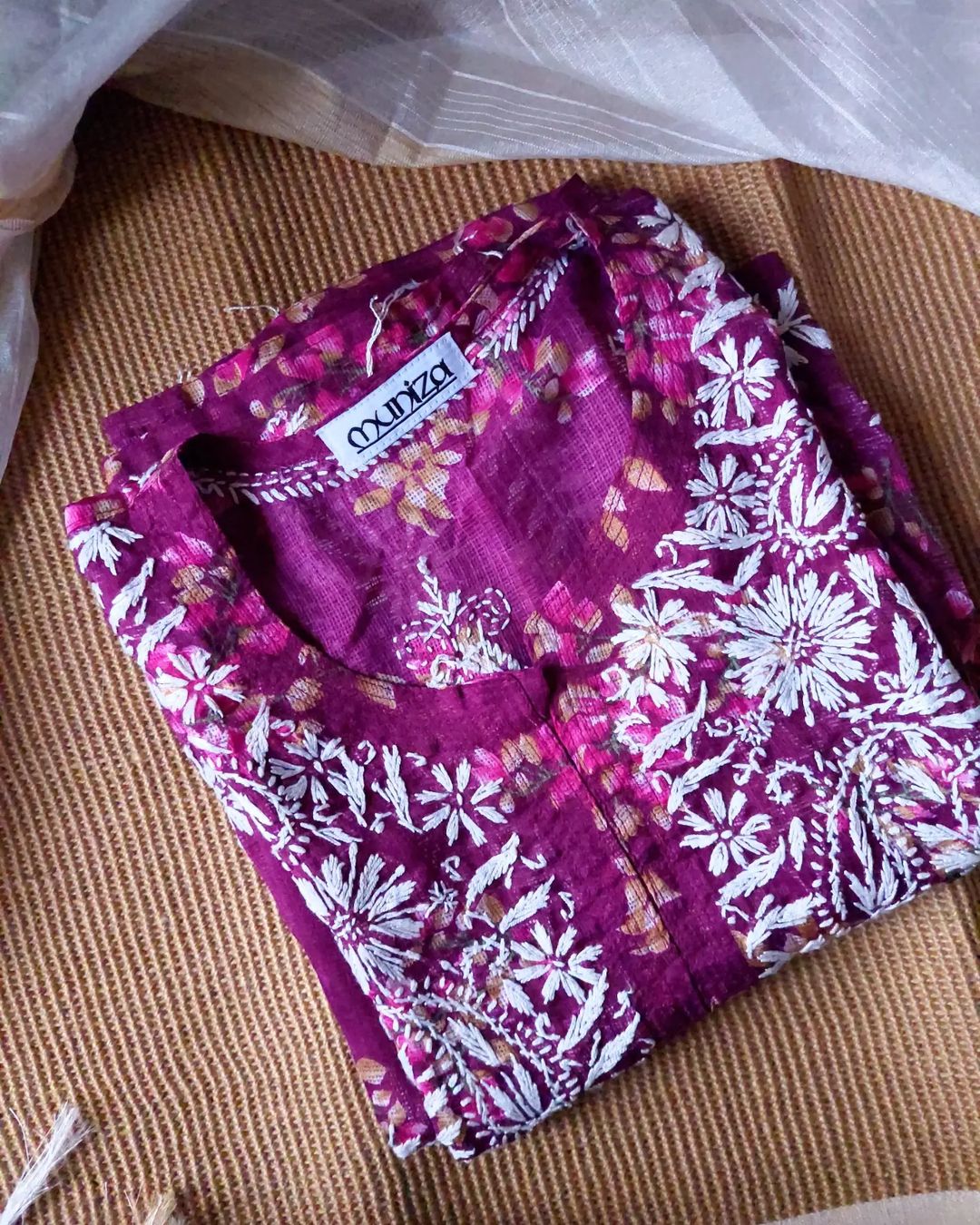 Chikankari long kurti (kota)