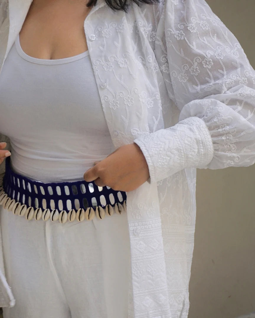 Glass embroidered waist belt