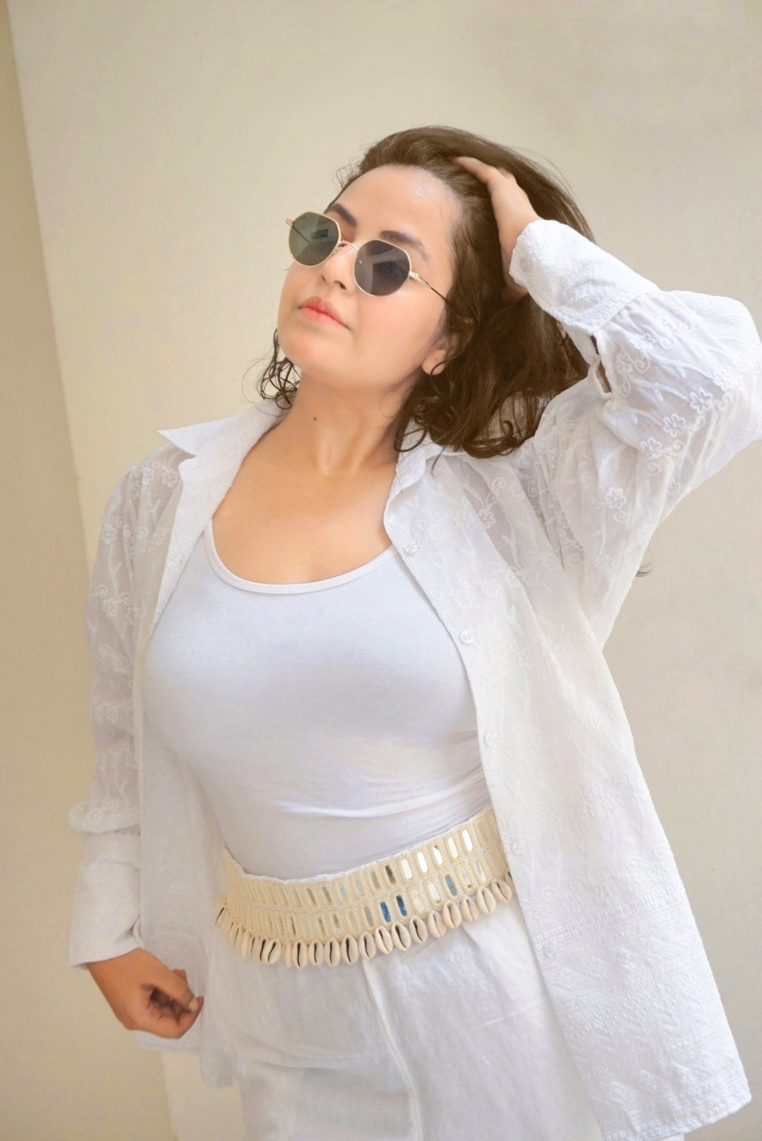 Glass embroidered waist belt