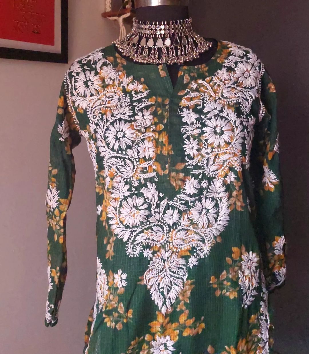 Chikankari long kurti (kota)