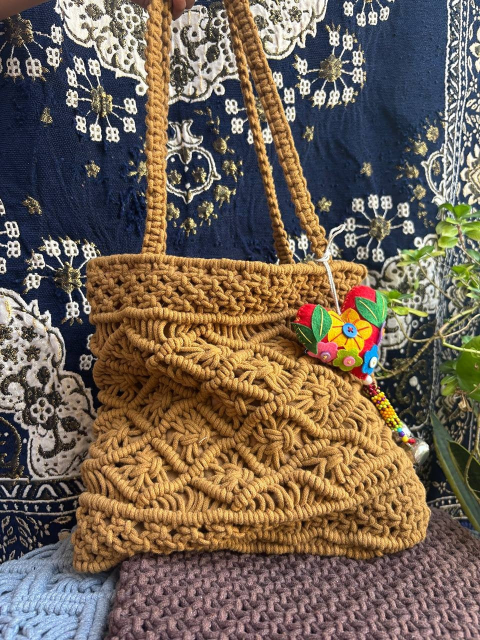 Macrame small tote bag