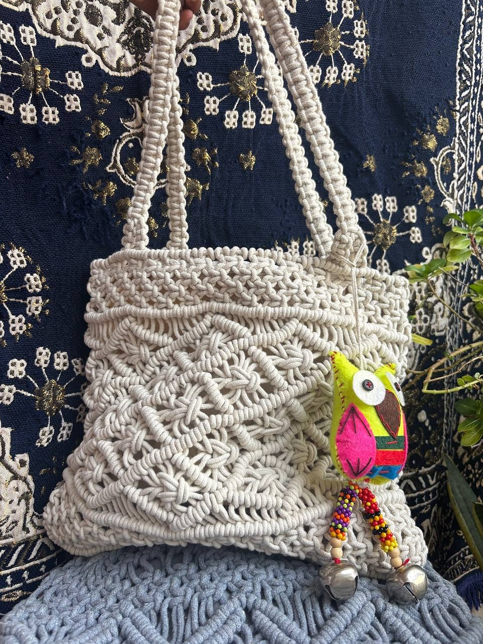 Macrame small tote bag
