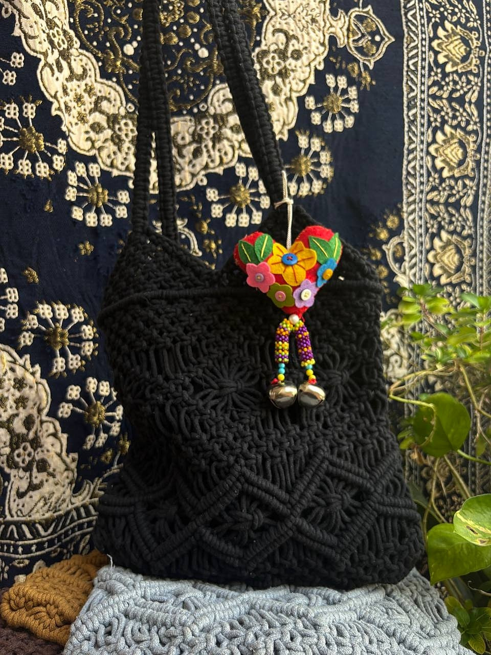 Macrame small tote bag