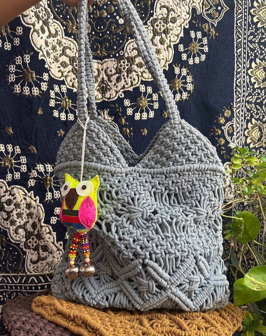 Macrame small tote bag