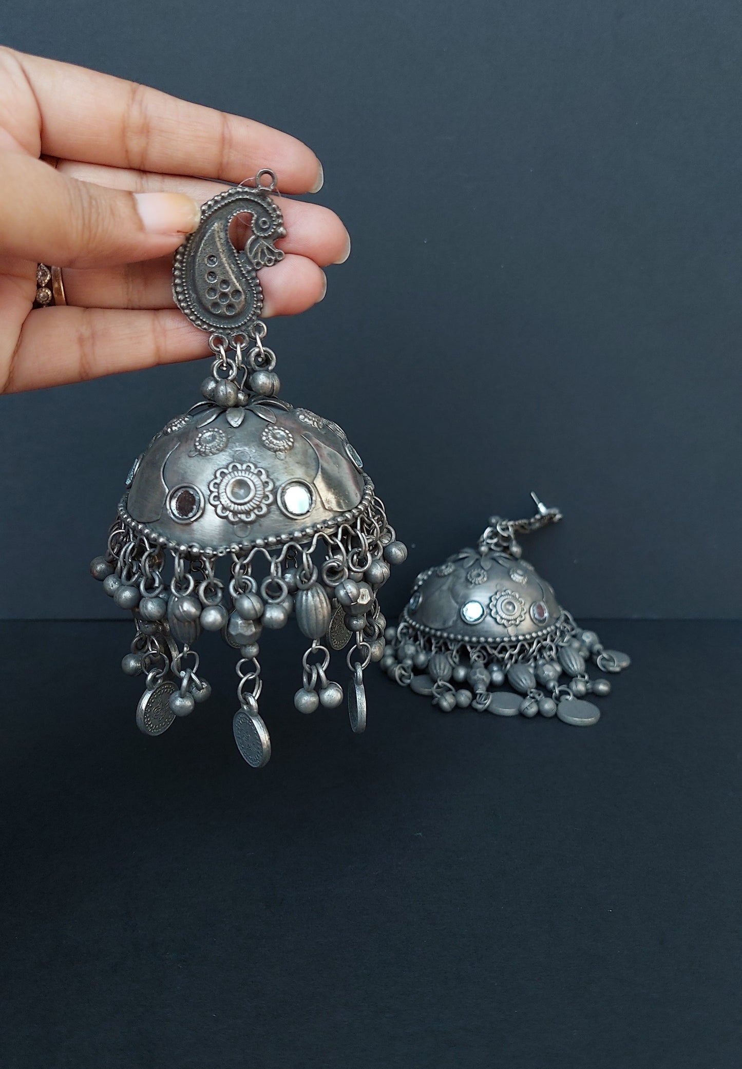 Oxidized giant jhumka