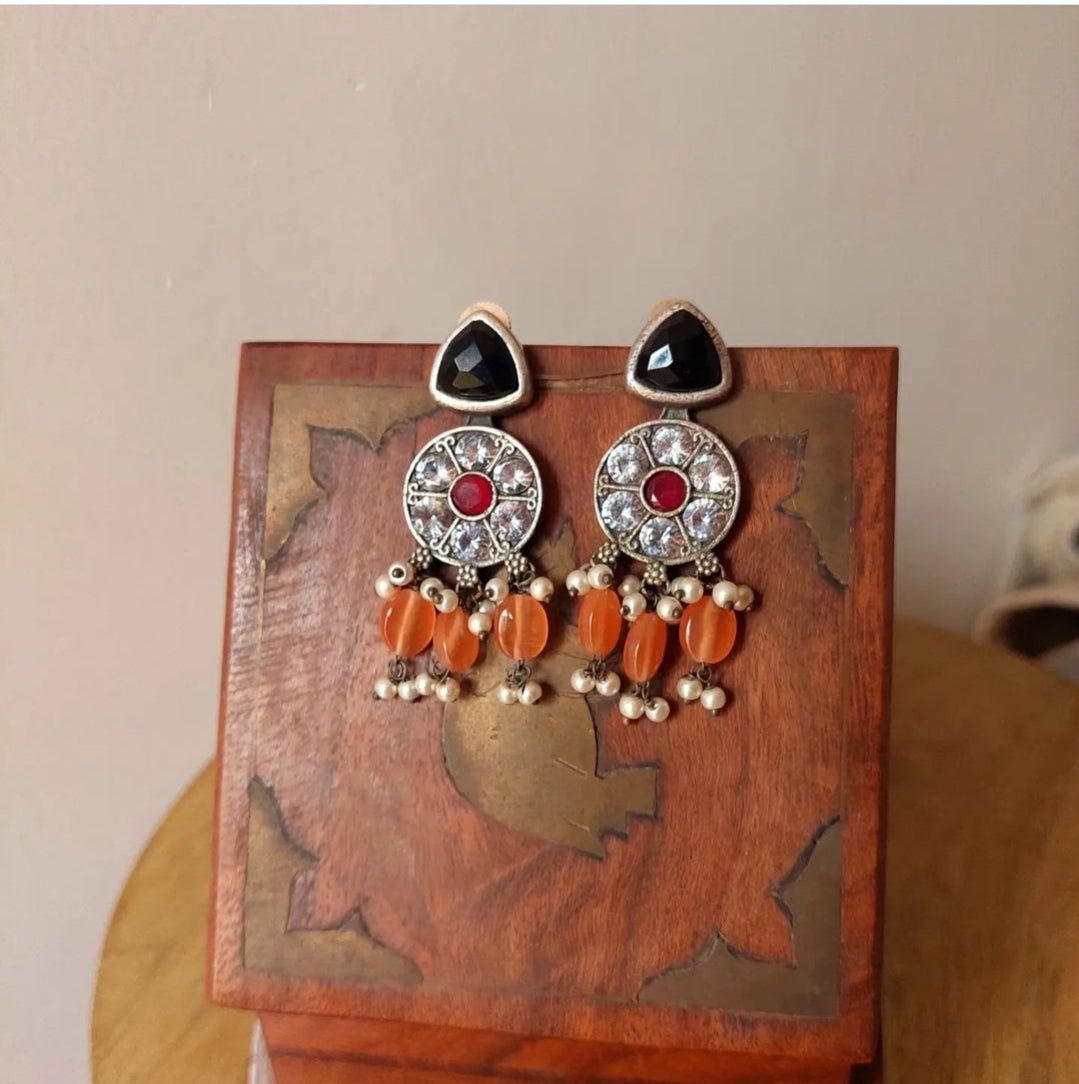 Multicolored stone earrings
