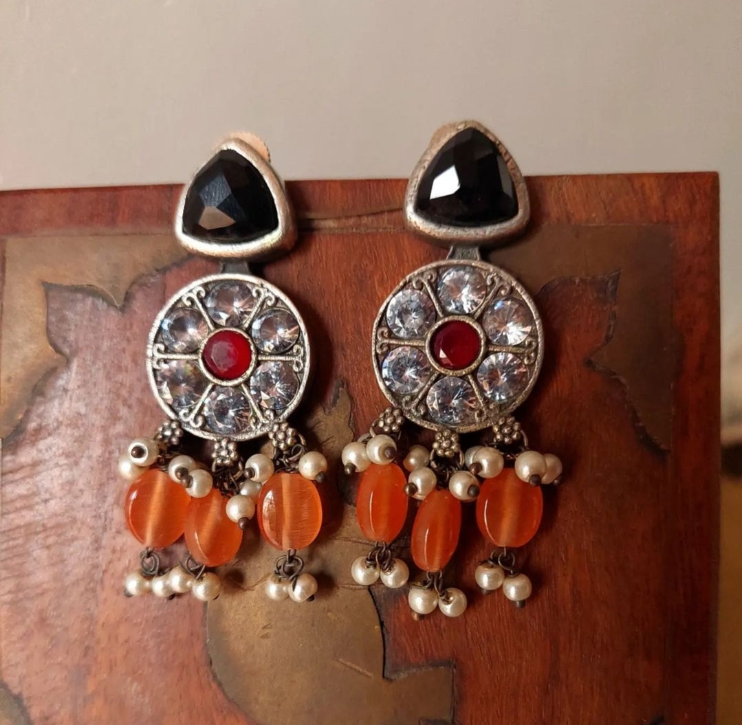 Multicolored stone earrings