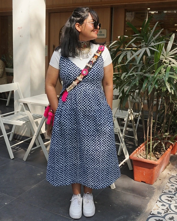 Indigo cotton strap dress