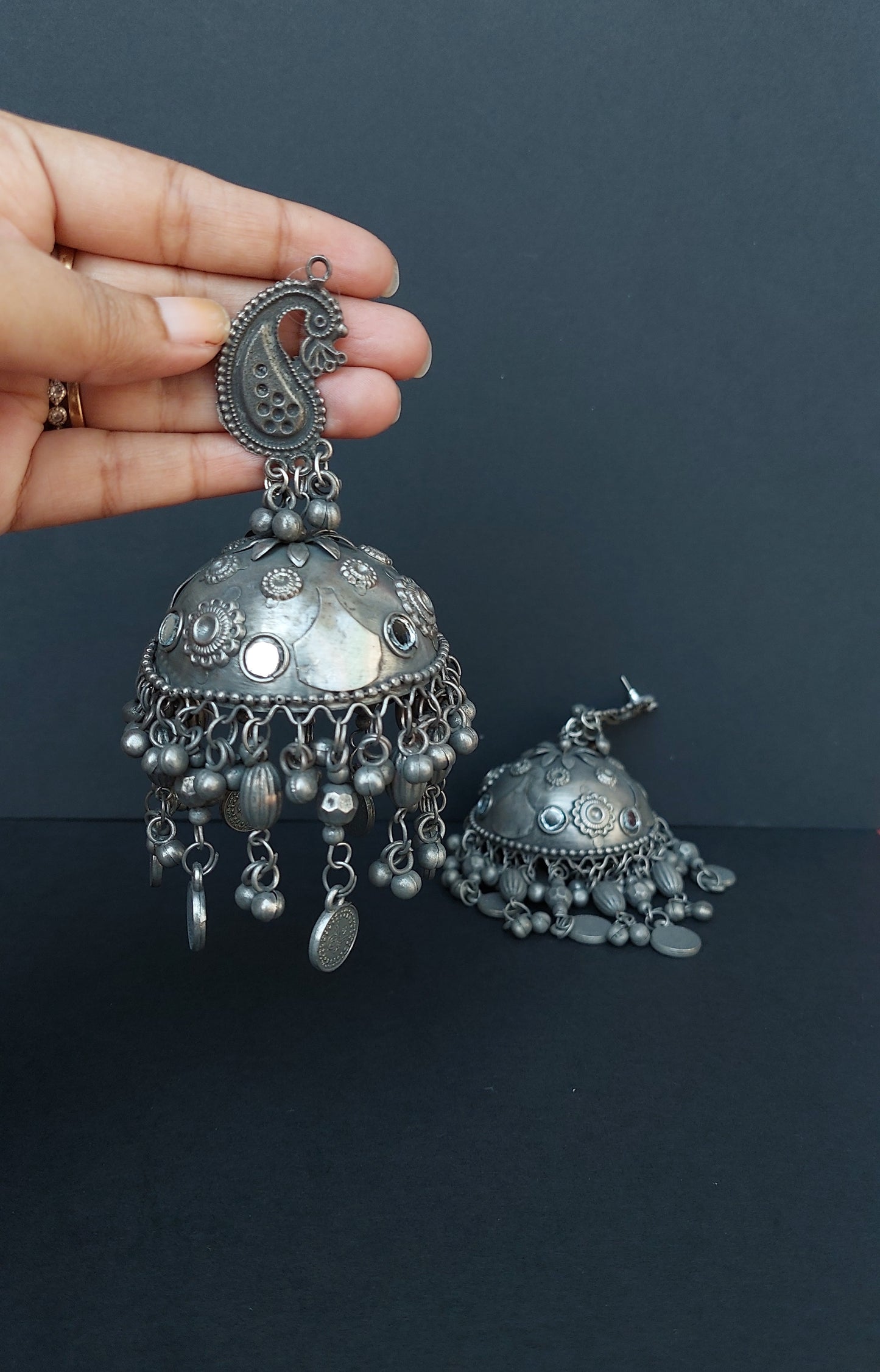 Oxidized giant jhumka