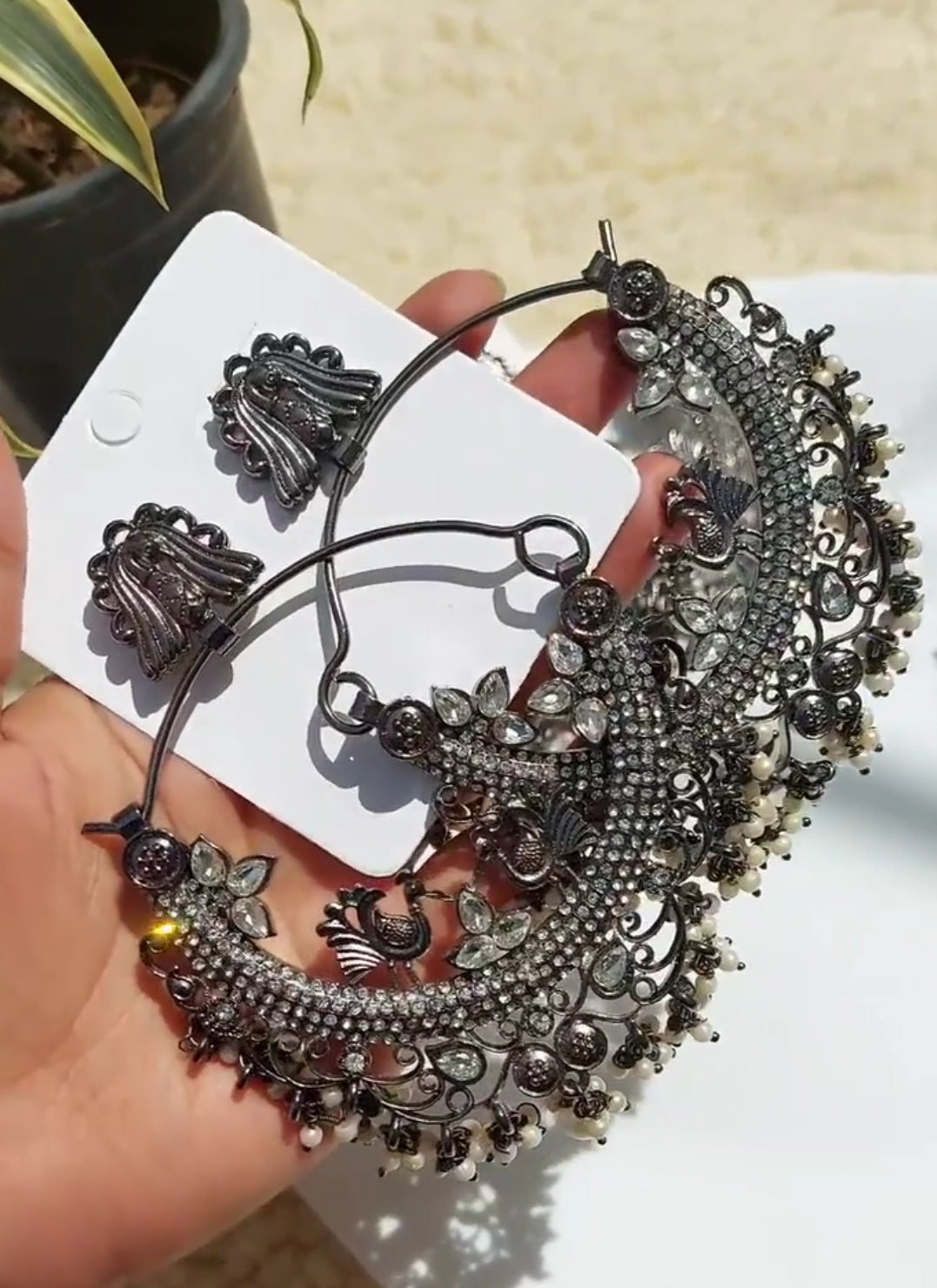 Oxidized chandbali